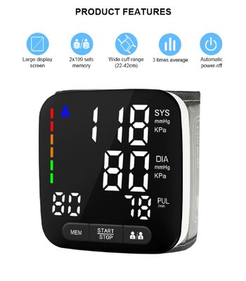 Sphygmomanometer portátil de la salud del monitor de la presión arterial de la muñeca de Digitaces exacto